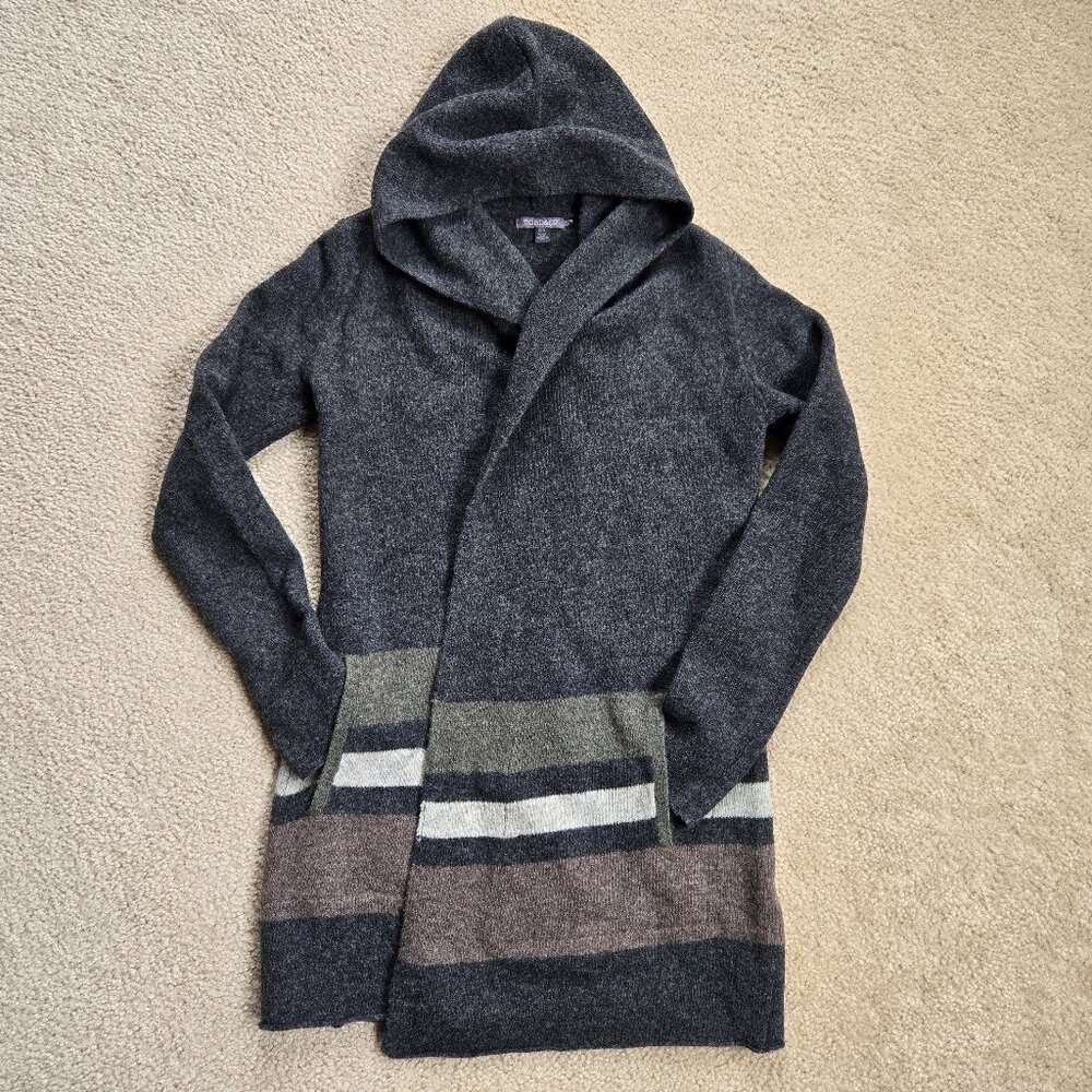Toad & Co Heartfelt Wool Hoodie XS Grey Brown Green - Picture 1 of 7
